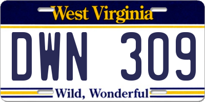 WV license plate DWN309