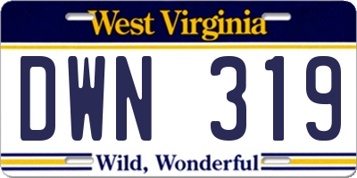 WV license plate DWN319