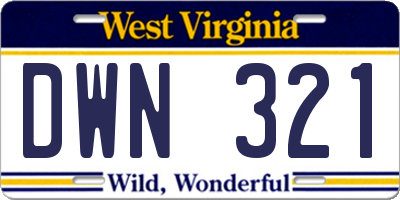 WV license plate DWN321