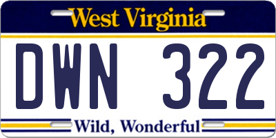 WV license plate DWN322