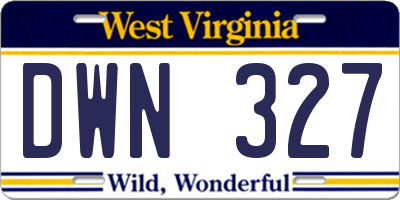 WV license plate DWN327