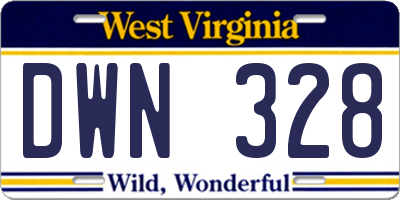 WV license plate DWN328