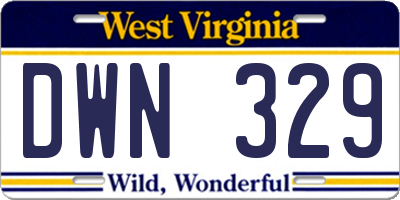 WV license plate DWN329