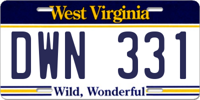 WV license plate DWN331