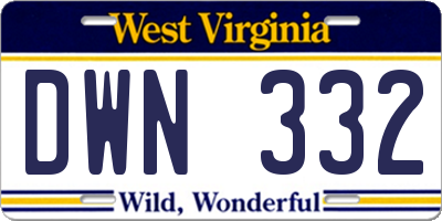 WV license plate DWN332