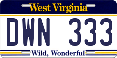 WV license plate DWN333
