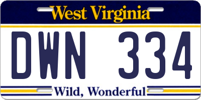 WV license plate DWN334