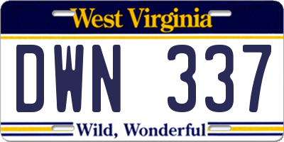 WV license plate DWN337