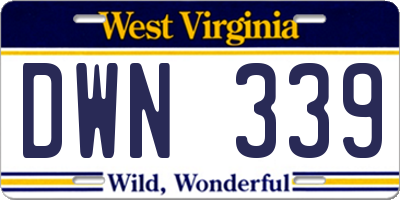 WV license plate DWN339