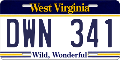 WV license plate DWN341
