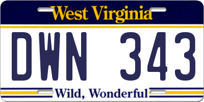 WV license plate DWN343