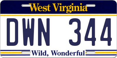 WV license plate DWN344