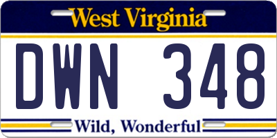 WV license plate DWN348