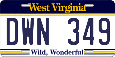WV license plate DWN349