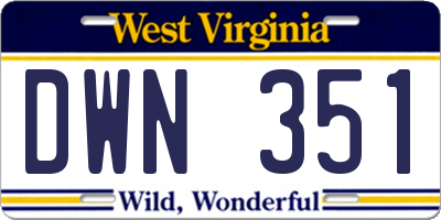 WV license plate DWN351