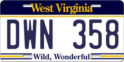 WV license plate DWN358