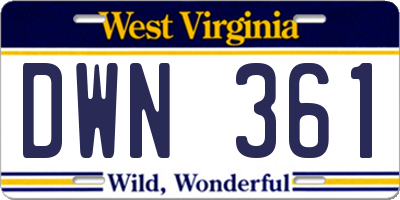 WV license plate DWN361