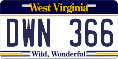 WV license plate DWN366