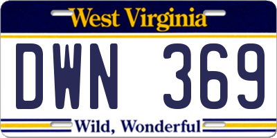 WV license plate DWN369