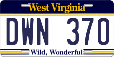 WV license plate DWN370