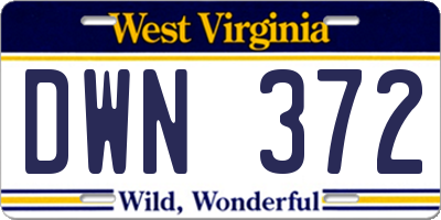 WV license plate DWN372