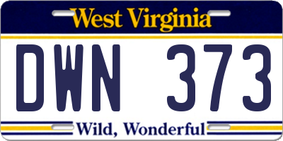 WV license plate DWN373