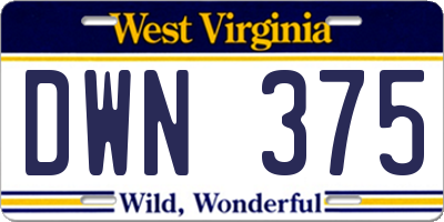 WV license plate DWN375