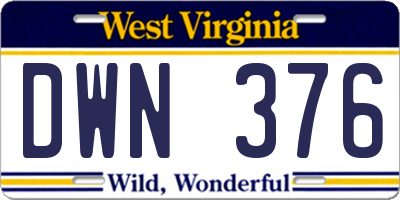 WV license plate DWN376
