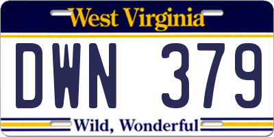 WV license plate DWN379