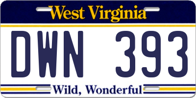 WV license plate DWN393