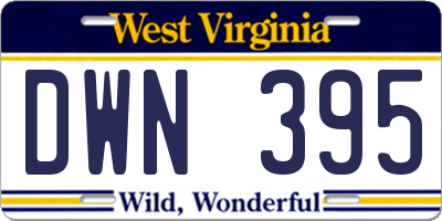 WV license plate DWN395