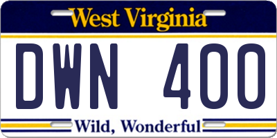 WV license plate DWN400