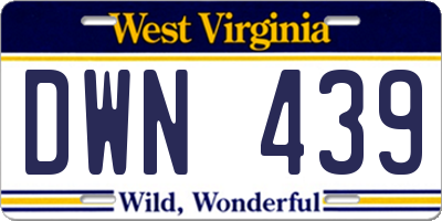 WV license plate DWN439