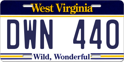 WV license plate DWN440