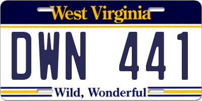 WV license plate DWN441