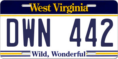 WV license plate DWN442