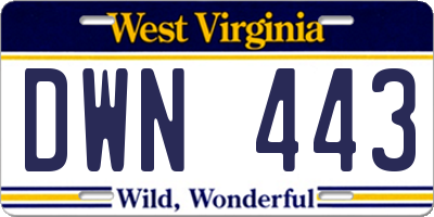 WV license plate DWN443
