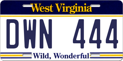 WV license plate DWN444