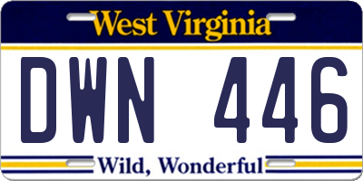 WV license plate DWN446