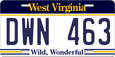 WV license plate DWN463