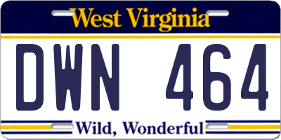 WV license plate DWN464