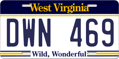 WV license plate DWN469