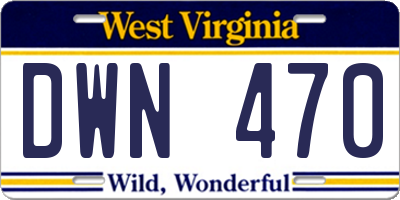 WV license plate DWN470