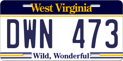 WV license plate DWN473