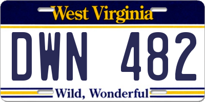 WV license plate DWN482