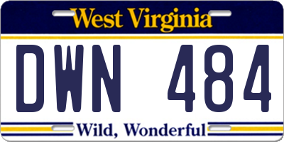 WV license plate DWN484
