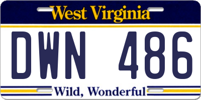 WV license plate DWN486