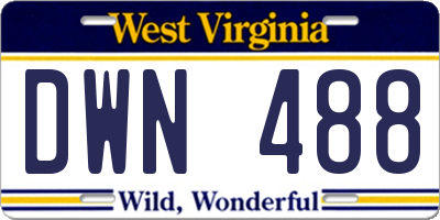 WV license plate DWN488