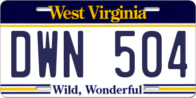 WV license plate DWN504