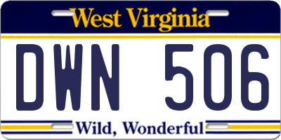WV license plate DWN506